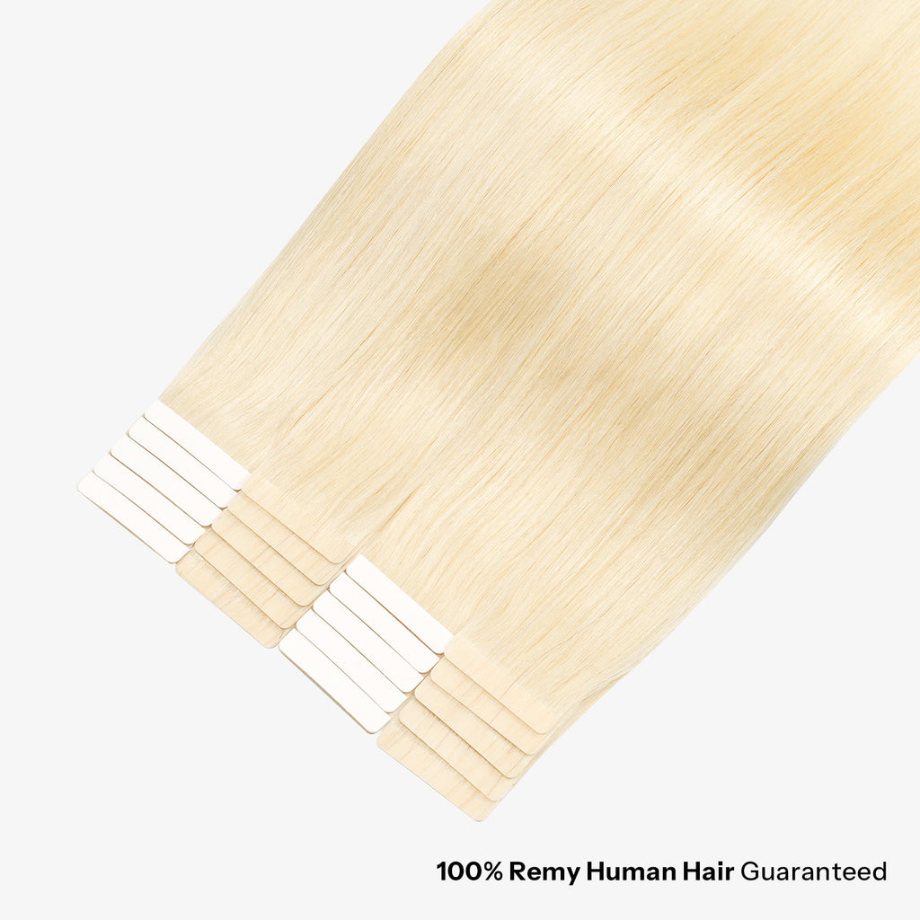 SUNNY HAIR  Tape in Hair Extensions Human Hair, 613# Blonde, 20inch 50g 20pcs, Skin Weft Seamless Invisible, Silky Straight with Thick Ends, Remy Human Hai