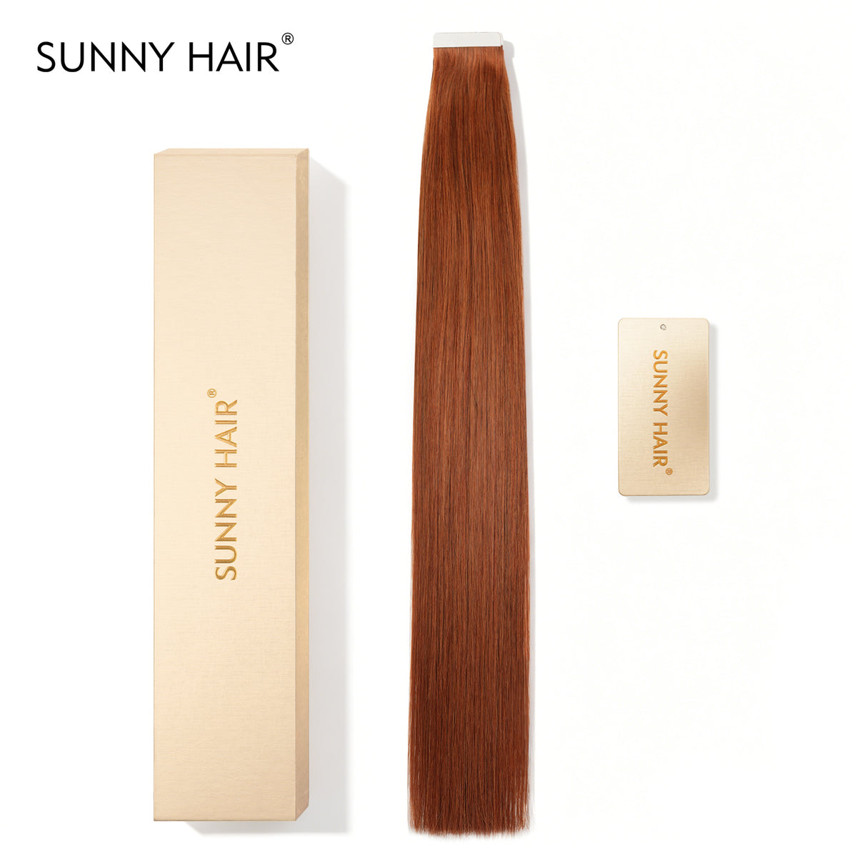 SUNNY HAIR  Tape in Hair Extensions Human Hair, 33A-WarmCopperGingei , 20inch 50g 20pcs, Skin Weft Seamless Invisible, Silky Straight with Thick Ends, Remy Human Hair
