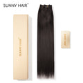 SUNNY HAIR Clip in Hair Extensions Real Human Hair, Remy Human Hair Extensions Clip ins for Women, Natural Human Hair, 12-22inch 120g 7Pcs, 1B#-Natural Color