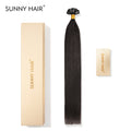 SUNNY HAIR  K Tip Hair Extensions Real Human Hair 1B# Natural Color 12-22 Inch 30g-50g 50 strands pre-bonded keratin tips thicker hair long straight styles salon clients