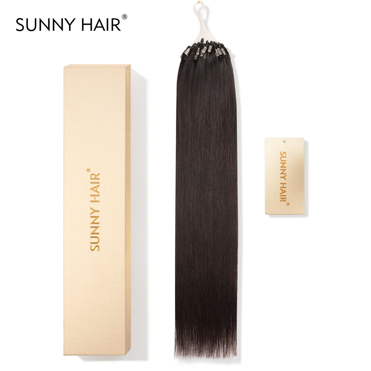 SUNNY HAIR Microlink Hair Extensions Human Hair, 1B#-Natural Color, 12-22 Inch Micro Bead Hair, Provides Natural Fullness  for Women Seeking Elegant Styles