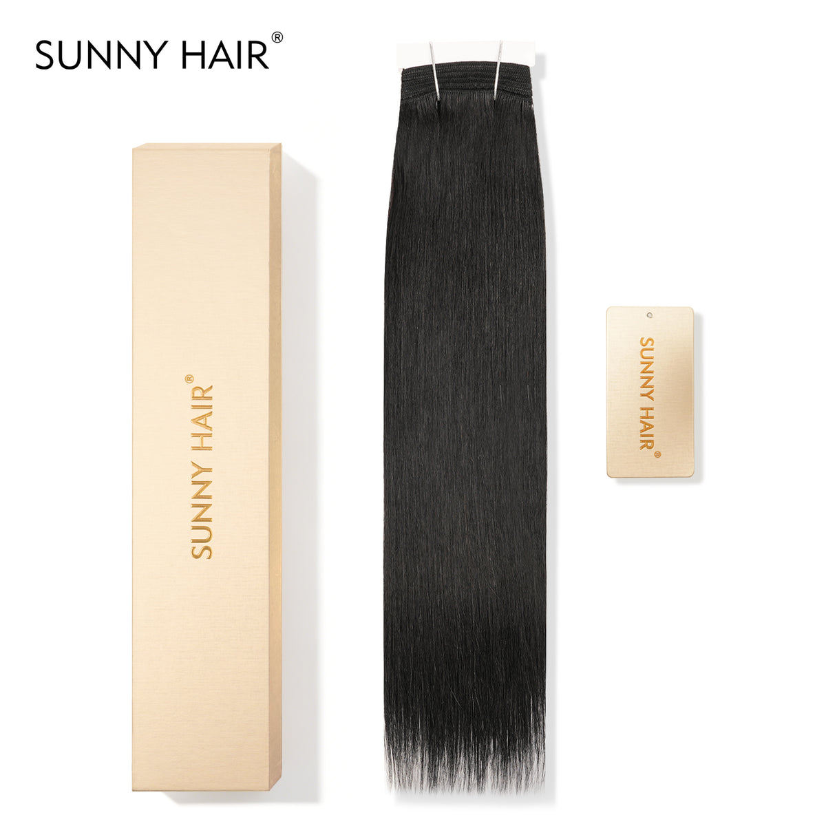 SUNNY HAIR Sew in Hair Extensions Real Human Hair Weft Hair Extensions Human Hair 1# Jet Black 12-22inch 100g Weft Bundles Straight Silky Remy Hair SUNNY HAIR Sew in Hair