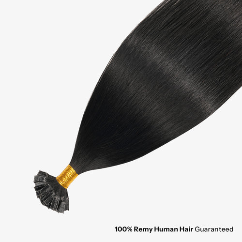 SUNNY HAIR  K Tip Hair Extensions Real Human Hair 1# Jet Black 12-22 Inch 30g-50g 50 strands pre-bonded keratin tips thicker hair long straight styles salon clients
