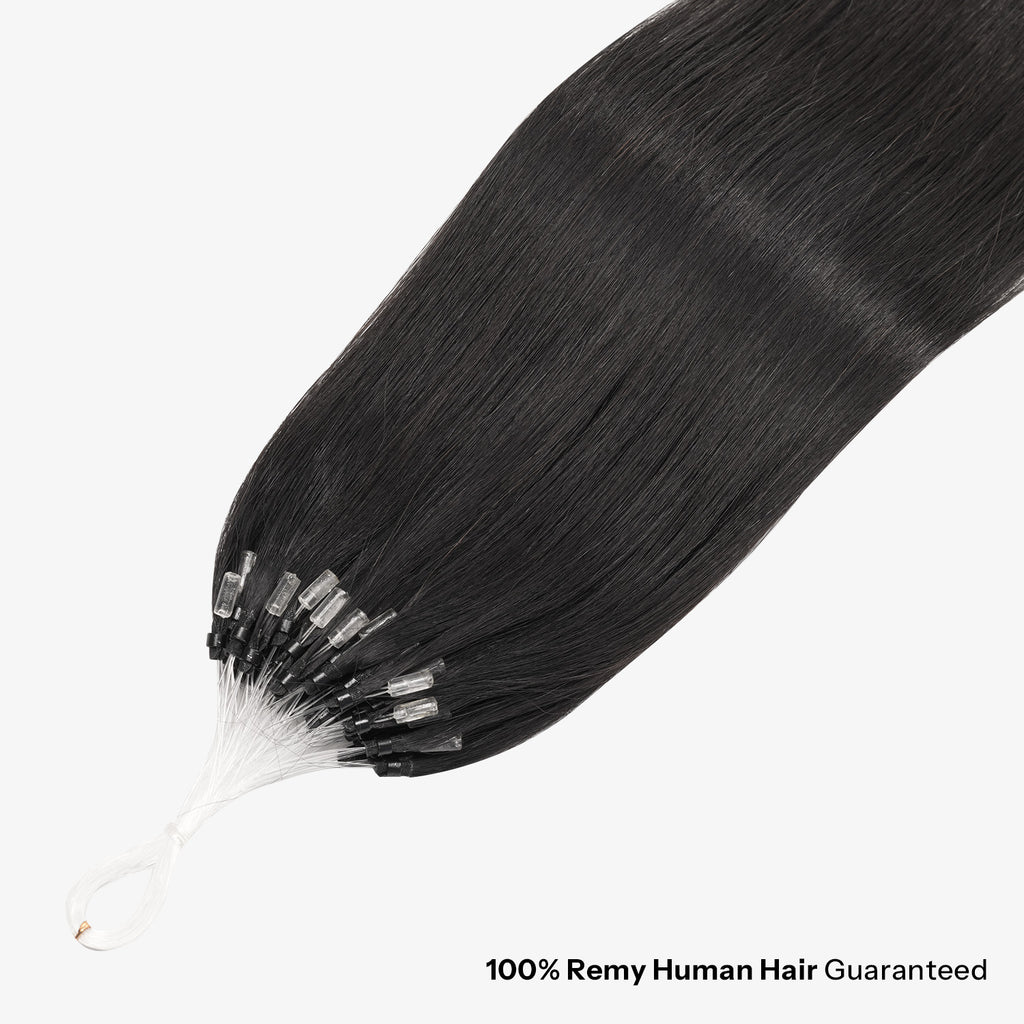 SUNNY HAIR Microlink Hair Extensions Human Hair, 1# -Jet Black, 12-22 Inch Micro Bead Hair, Provides Natural Fullness  for Women Seeking Elegant Styles