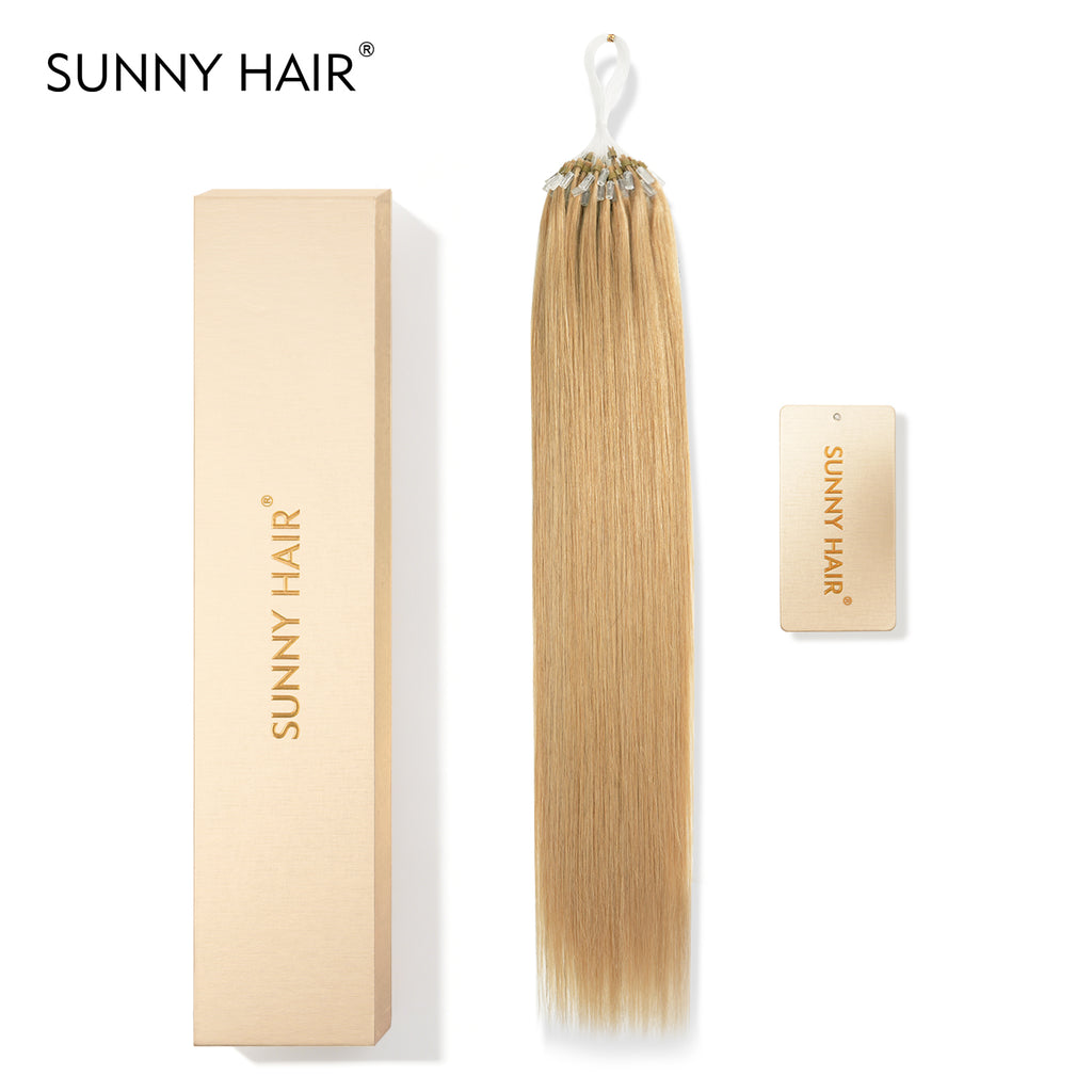 SUNNY HAIR Microlink Hair Extensions Human Hair 27# Honey Blonde 12-22 Inch Micro Bead Hair Provides Natural Fullness for Women Seeking Elegant Styles