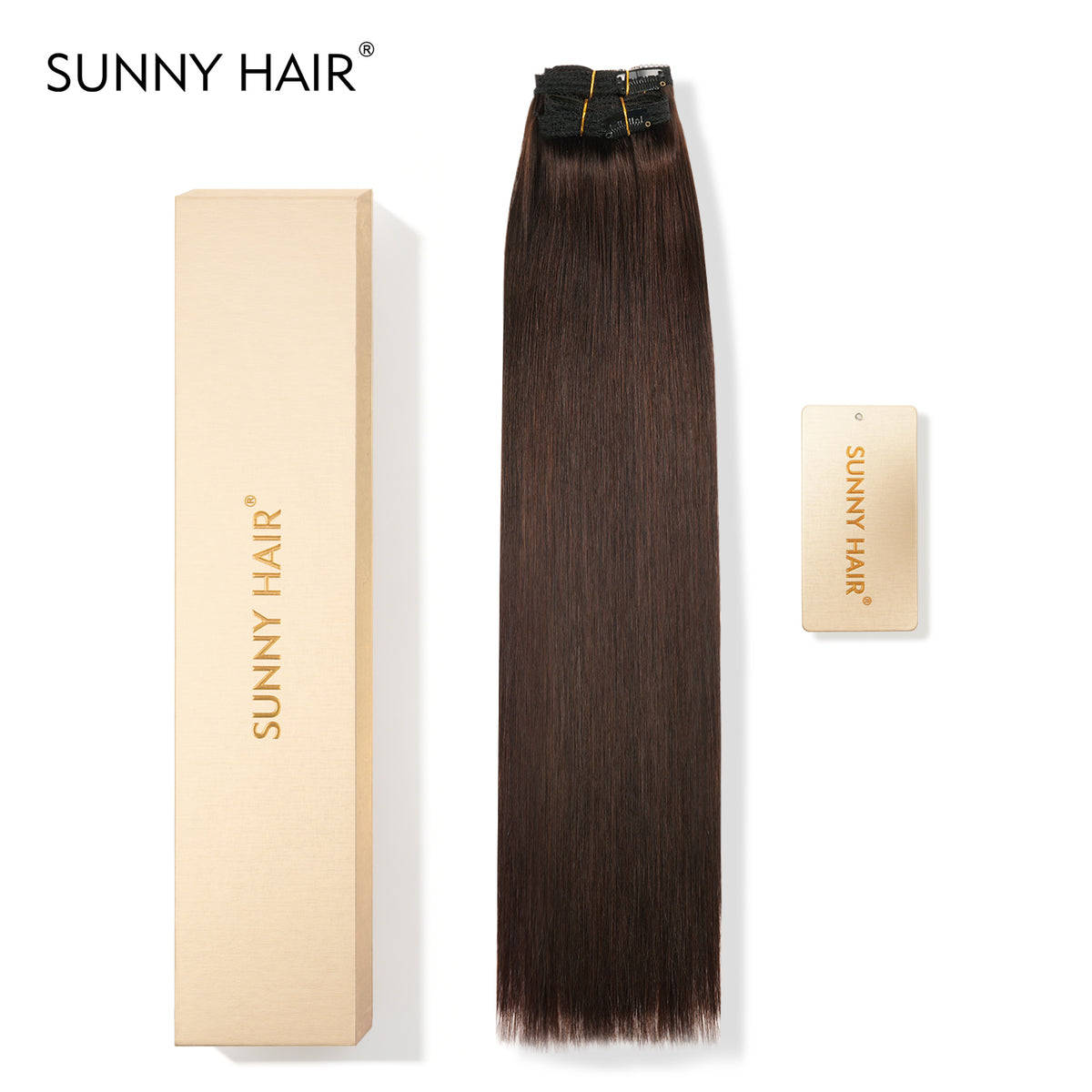 SUNNY HAIR Clip in Hair Extensions Real Human Hair, Remy Human Hair Extensions Clip ins for Women, Natural Human Hair, 12-22inch 120g 7Pcs, 2#-DarkBrown