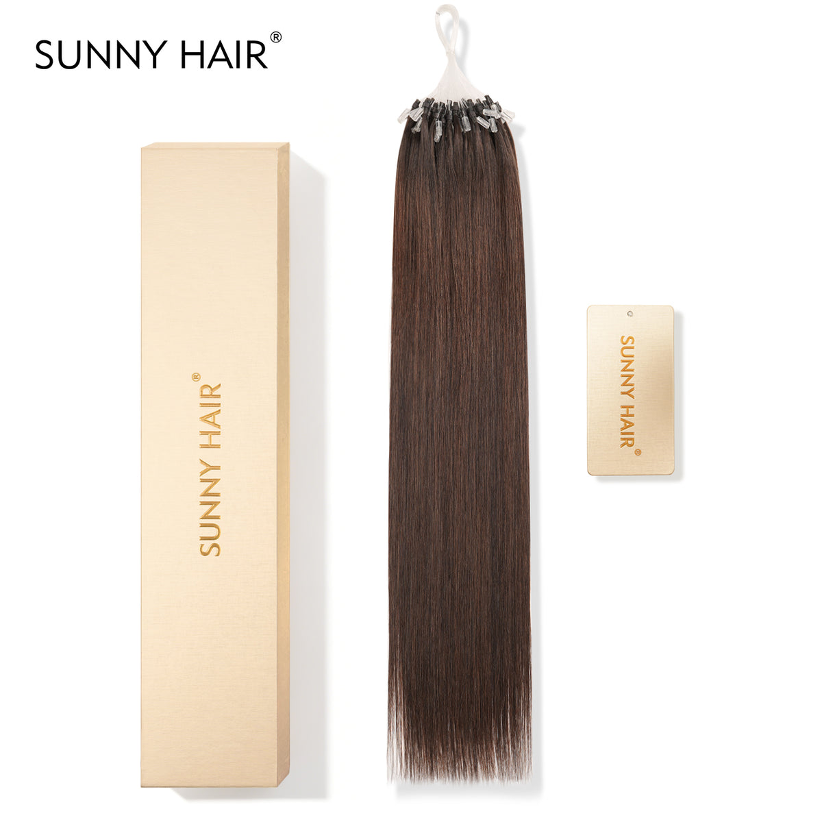 SUNNY HAIR Microlink Hair Extensions Human Hair,2#-Dark Brown, 12-22 Inch Micro Bead Hair, Provides Natural Fullness  for Women Seeking Elegant Styles