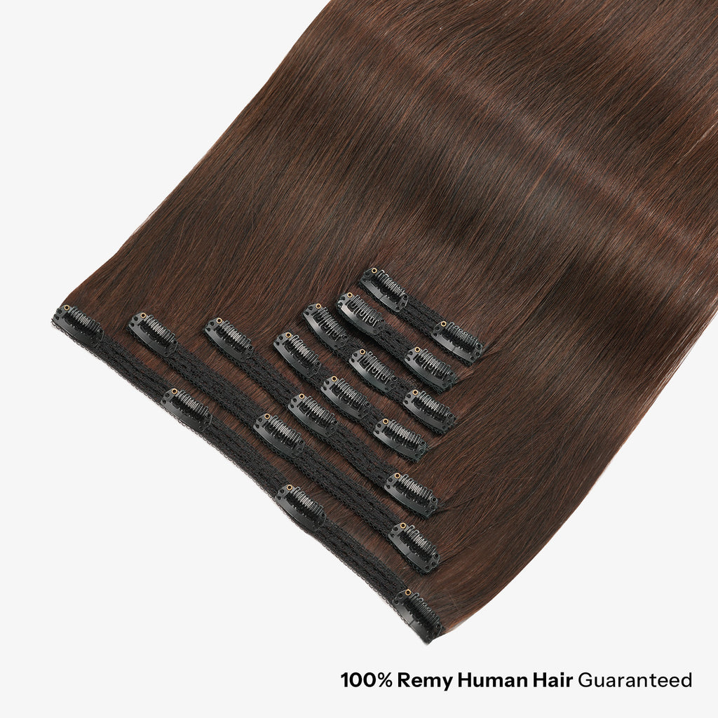 SUNNY HAIR Clip in Hair Extensions Real Human Hair, Remy Human Hair Extensions Clip ins for Women, Natural Human Hair, 12-22inch 120g 7Pcs, 2#-DarkBrown