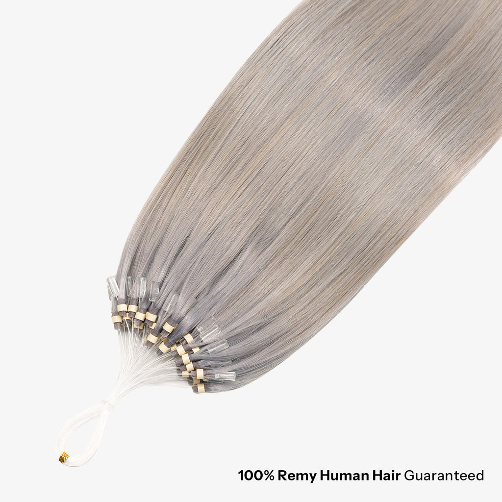 SUNNY HAIR Microlink Hair Extensions Human Hair Gray# 12-22 Inch Micro Bead Hair Provides Natural Fullness for Women Seeking Elegant Styles
