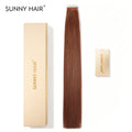 SUNNY HAIR  Tape in Hair Extensions Human Hair, 33# - AuburnBrown , 20inch 50g 20pcs, Skin Weft Seamless Invisible, Silky Straight with Thick Ends, Remy Human Hair