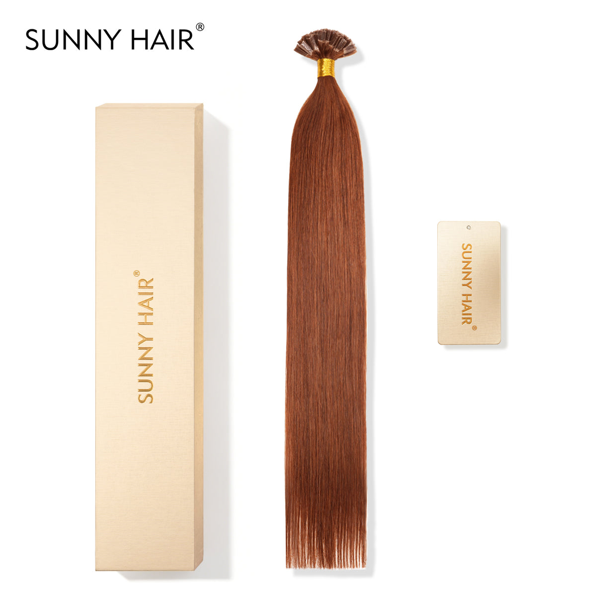 SUNNY HAIR  K Tip Hair Extensions Real Human Hair 33A# Warm Copper Gingei 12-22 Inch 30g-50g 50 strands pre-bonded keratin tips thicker hair long straight styles salon clients