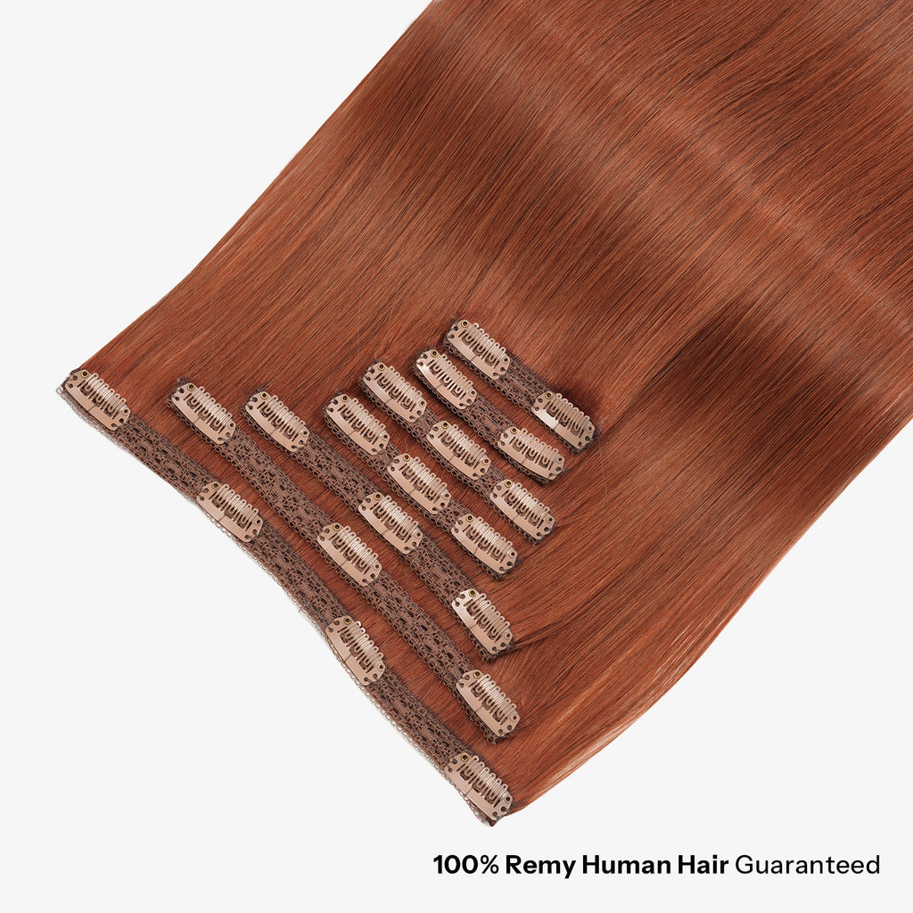 SUNNY HAIR Clip in Hair Extensions Real Human Hair, Remy Human Hair Extensions Clip ins for Women, Natural Human Hair, 12-22inch 120g 7Pcs, 33# - AuburnBrown
