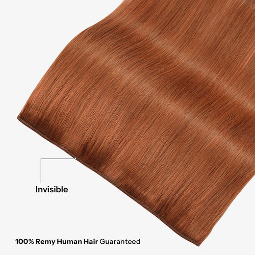 10Inch One Piece Hair Extensions Clip In Human Hair 5 Clips 3/4 Full Head Clip On Remy Hair Extension One-Piece Design Adding Hair Volume Color #33 Auburn Brown Straight Hairpieces For Thin Hair