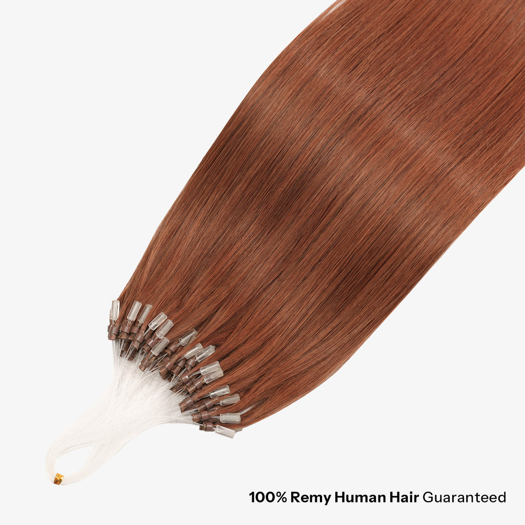 SUNNY HAIR Microlink Hair Extensions Human Hair, 33# - Auburn Brown, 12-22 Inch Micro Bead Hair, Provides Natural Fullness  for Women Seeking Elegant Styles