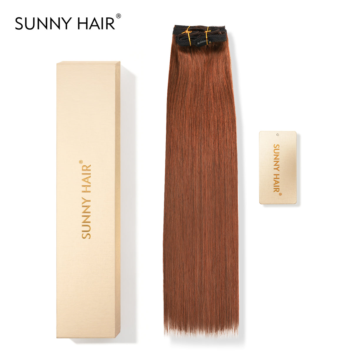 SUNNY HAIR Clip in Hair Extensions Real Human Hair, Remy Human Hair Extensions Clip ins for Women, Natural Human Hair, 12-22inch 120g 7Pcs, 33A-Warm Copper Ginger