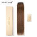 SUNNY HAIR Sew in Hair Extensions Real Human Hair Weft Hair Extensions Human Hair 4# Middle Brown 12-22inch 100g Weft Bundles Straight Silky Remy Hair