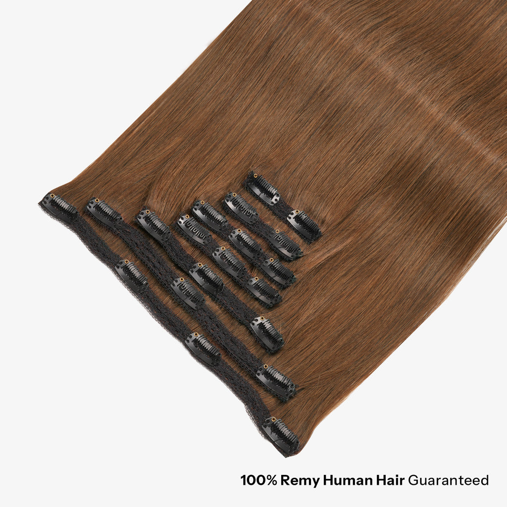 SUNNY HAIR Clip in Hair Extensions Real Human Hair, Remy Human Hair Extensions Clip ins for Women, Natural Human Hair, 12-22inch 120g 7Pcs, 4#-MiddleBrown