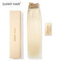SUNNY HAIR Clip in Hair Extensions Real Human Hair, Remy Human Hair Extensions Clip ins for Women, Natural Human Hair, 12-22inch 120g 7Pcs, 613#-Blonde