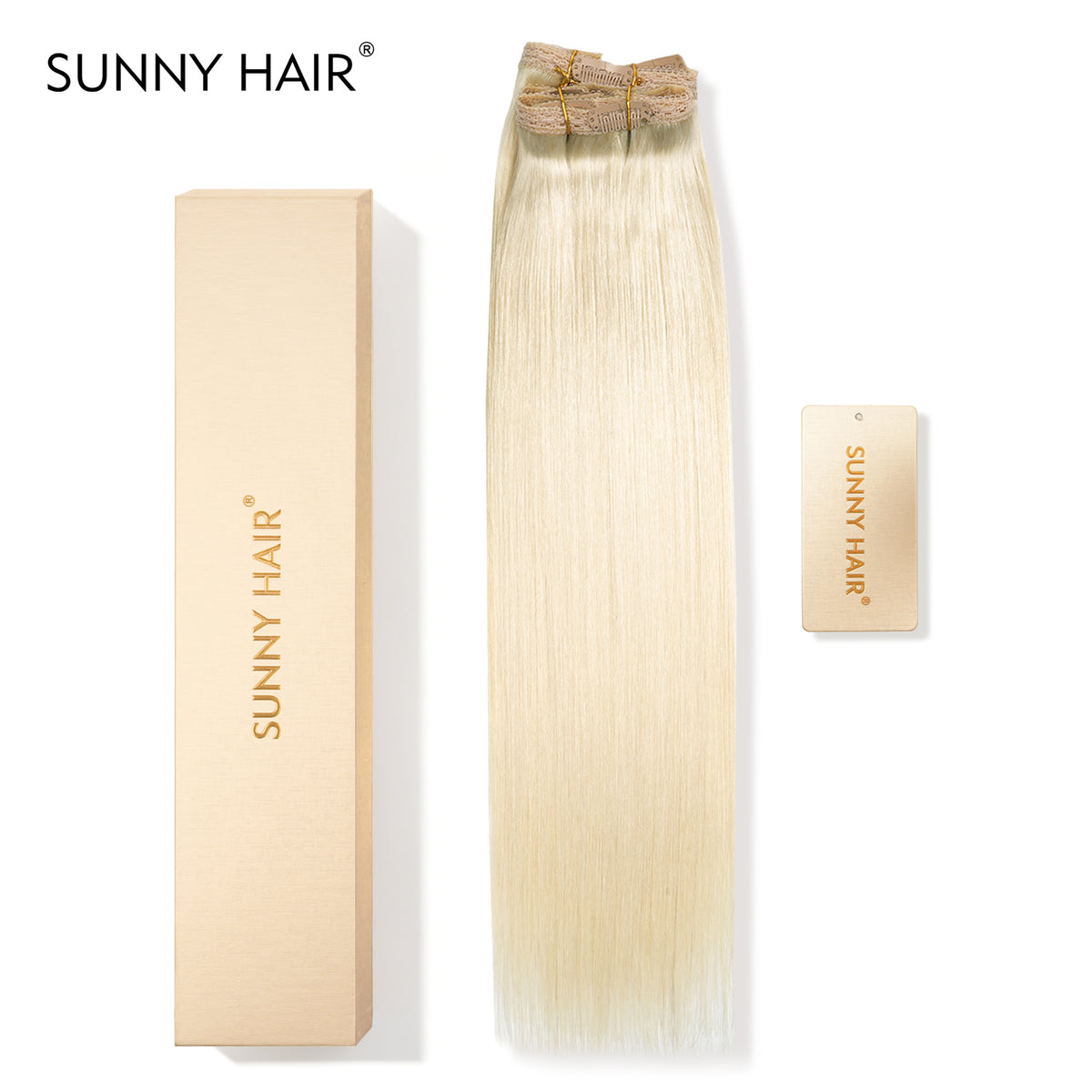 SUNNY HAIR Clip in Hair Extensions Real Human Hair, Remy Human Hair Extensions Clip ins for Women, Natural Human Hair, 12-22inch 120g 7Pcs, 613#-Blonde