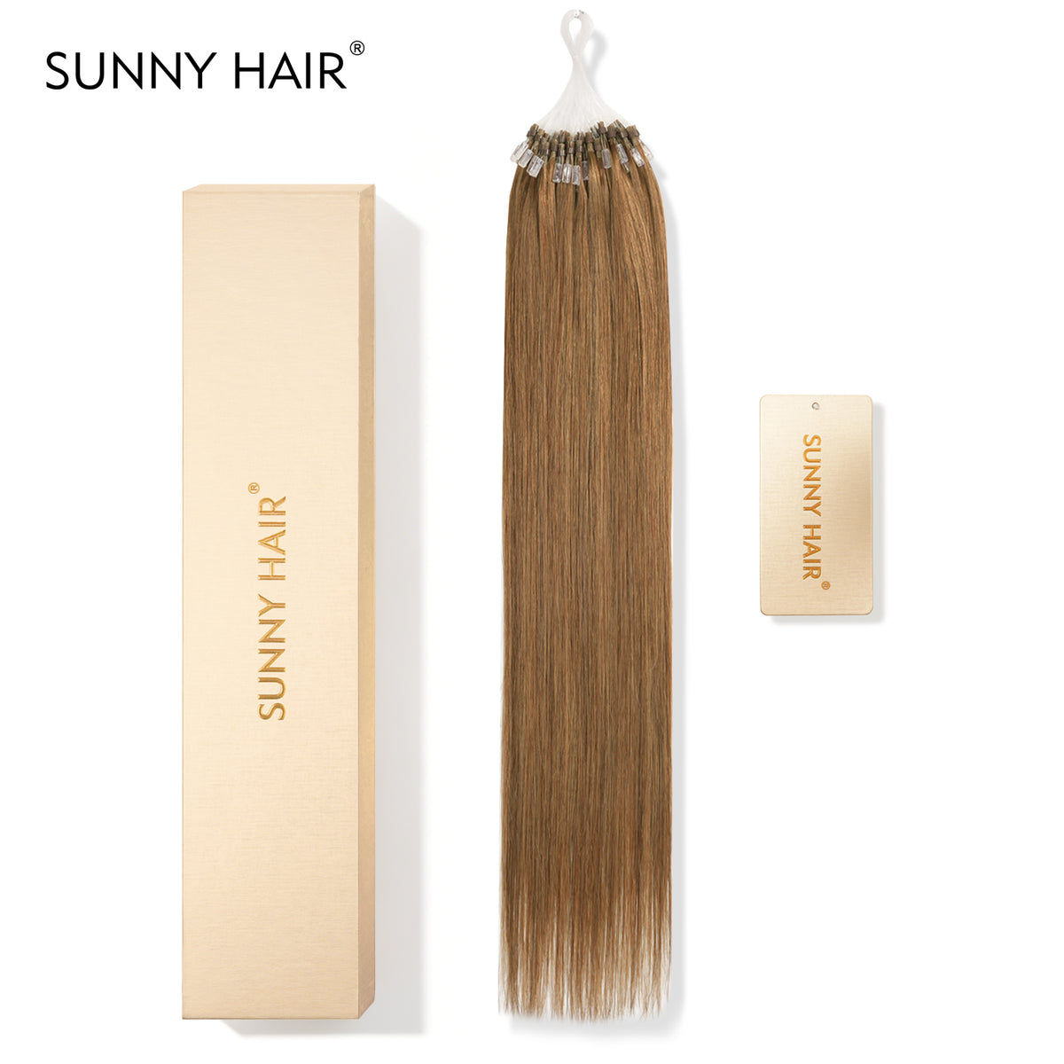 SUNNY HAIR Microlink Hair Extensions Human Hair, 6#-Liqht Brown, 12-22 Inch Micro Bead Hair, Provides Natural Fullness  for Women Seeking Elegant Styles