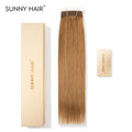 SUNNY HAIR Sew in Hair Extensions Real Human Hair Weft Hair Extensions Human Hair 6# Liqht Brown 12-22inch 100g Weft Bundles Straight Silky Remy Hair