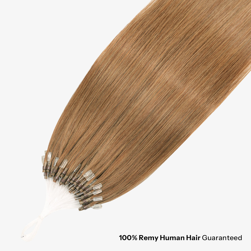 SUNNY HAIR Microlink Hair Extensions Human Hair, 6#-Liqht Brown, 12-22 Inch Micro Bead Hair, Provides Natural Fullness  for Women Seeking Elegant Styles