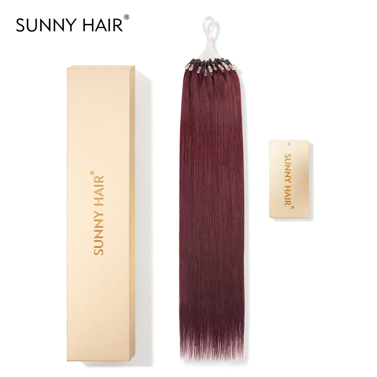 SUNNY HAIR Microlink Hair Extensions Human Hair 99J-Wine Red 12-22 Inch Micro Bead Hair Provides Natural Fullness for Women Seeking Elegant Styles