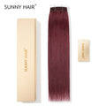 SUNNY HAIR Sew in Hair Extensions Real Human Hair Weft Hair Extensions Human Hair 99J Wine Red 12-22inch 100g Weft Bundles Straight Silky Remy Hair