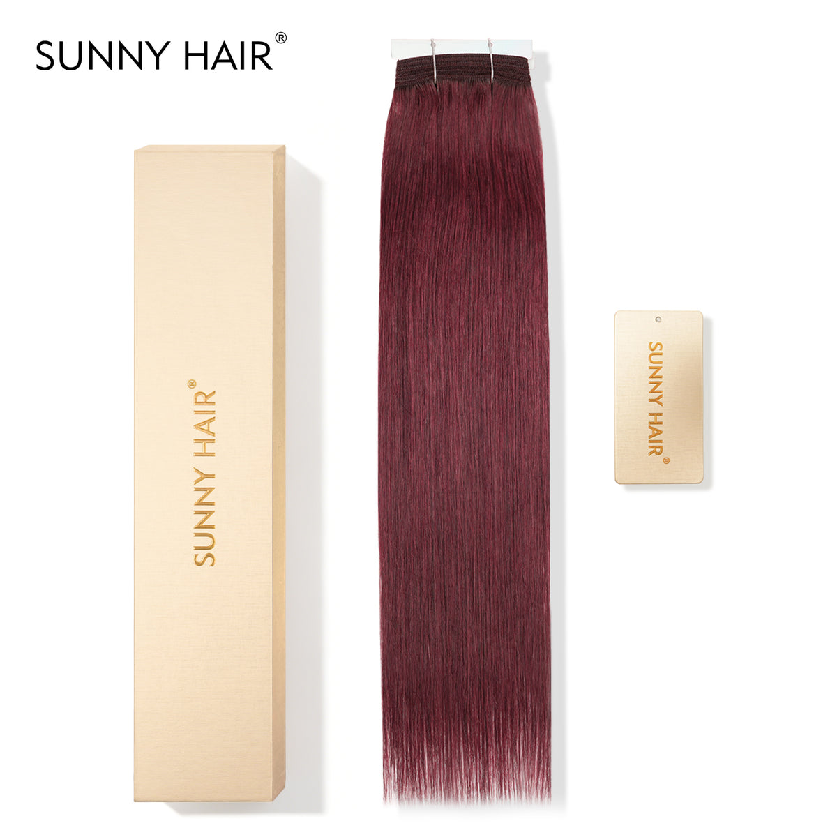 SUNNY HAIR Sew in Hair Extensions Real Human Hair Weft Hair Extensions Human Hair 99J Wine Red 12-22inch 100g Weft Bundles Straight Silky Remy Hair