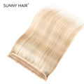 10Inch One Piece Hair Extensions Clip In Human Hair 5 Clips 3/4 Full Head Clip On Remy Hair Extension One-Piece Design Adding Hair Volume Color F18/22#-DirtyBlonde Highlighted BleachBlonde Straight Hairpieces For Thin Hair