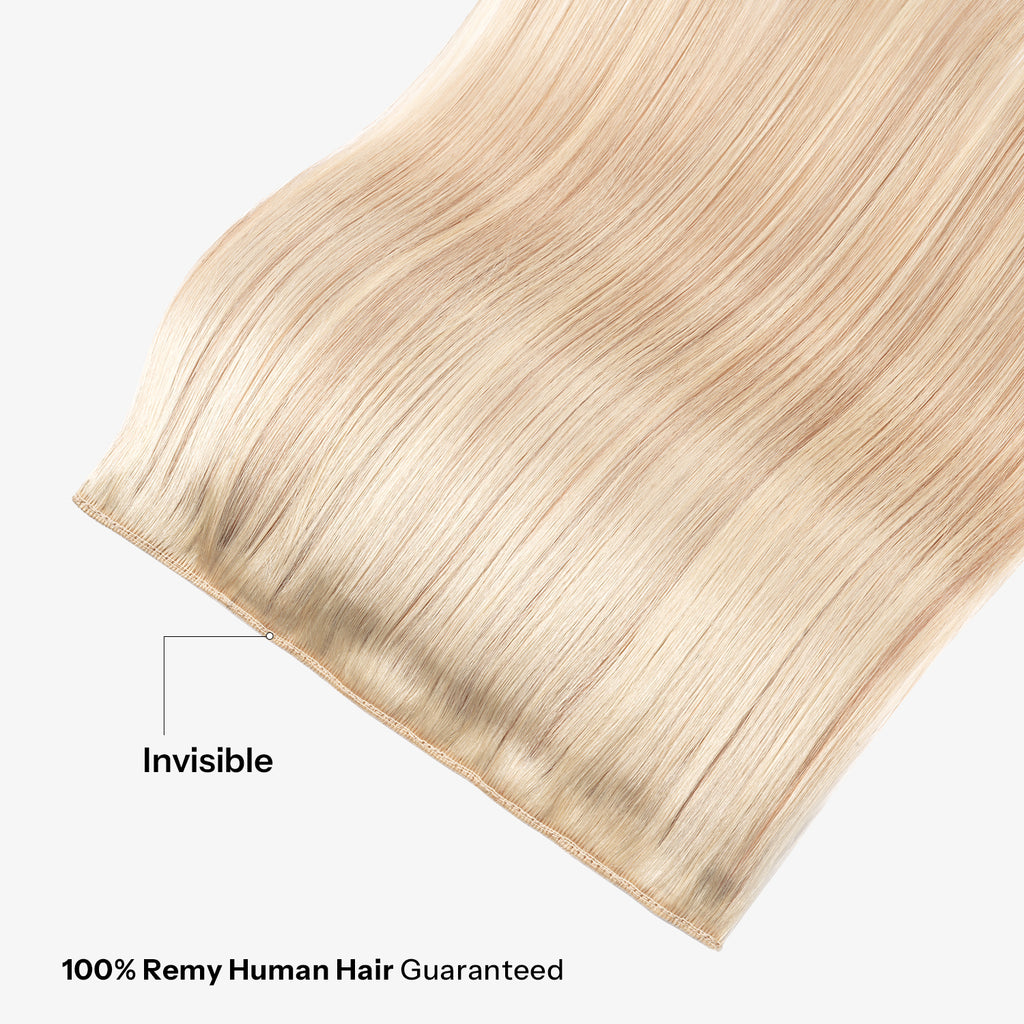 10Inch One Piece Hair Extensions Clip In Human Hair 5 Clips 3/4 Full Head Clip On Remy Hair Extension One-Piece Design Adding Hair Volume Color F18/22#-DirtyBlonde Highlighted BleachBlonde Straight Hairpieces For Thin Hair