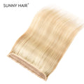 10Inch One Piece Hair Extensions Clip In Human Hair 5 Clips 3/4 Full Head Clip On Remy Hair Extension One-Piece Design Adding Hair Volume Color #F18/613 Ash Blonde Mixed Platinum Blonde Highlight Straight Hairpieces For Thin Hair