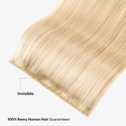 10Inch One Piece Hair Extensions Clip In Human Hair 5 Clips 3/4 Full Head Clip On Remy Hair Extension One-Piece Design Adding Hair Volume Color #F18/613 Ash Blonde Mixed Platinum Blonde Highlight Straight Hairpieces For Thin Hair