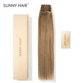 SUNNY HAIR Clip in Hair Extensions Real Human Hair, Remy Human Hair Extensions Clip ins for Women, Natural Human Hair, 12-22inch 120g 7Pcs, F4/27# Middle Brown And Blonde