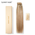 SUNNY HAIR Clip in Hair Extensions Real Human Hair, Remy Human Hair Extensions Clip ins for Women, Natural Human Hair, 12-22inch 120g 7Pcs,F6/613#Light Brown Highlighted Light Blonde