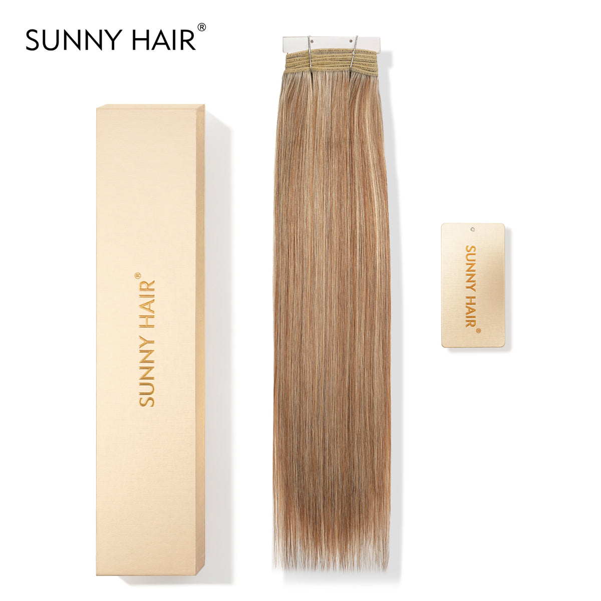 SUNNY HAIR Sew in Hair Extensions Real Human Hair Weft Hair Extensions Human Hair F6/613#  Light Brown Highlighted Light Blonde 12-22inch 100g Weft Bundles Straight Silky Remy Hair