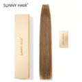 SUNNY HAIR  Tape in Hair Extensions Human Hair,:M4/27# Meddle Brown Highlighted LightBrown, 20inch 50g 20pcs, Skin Weft Seamless Invisible, Silky Straight with Thick Ends, Remy Human Hair