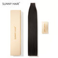 SUNNY HAIR  Tape in Hair Extensions Human Hair, NC#-Natural Black, 20inch 50g 20pcs, Skin Weft Seamless Invisible, Silky Straight with Thick Ends, Remy Human Hair