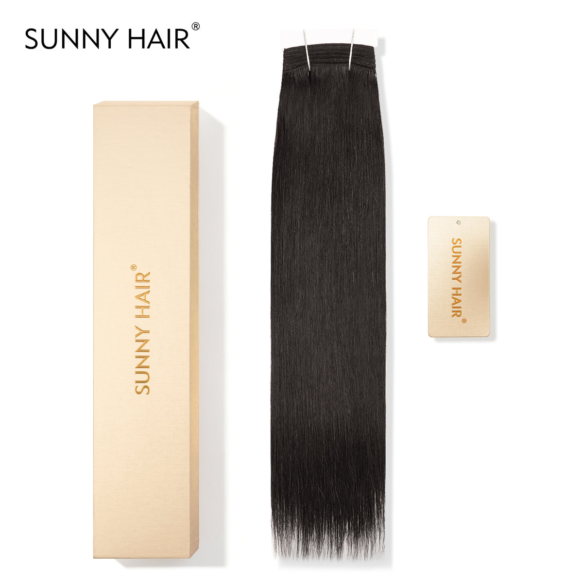 SUNNY HAIR Sew in Hair Extensions Real Human Hair Weft Hair Extensions Human Hair NC# Natural Black 12-22inch 100g Weft Bundles Straight Silky Remy Hair