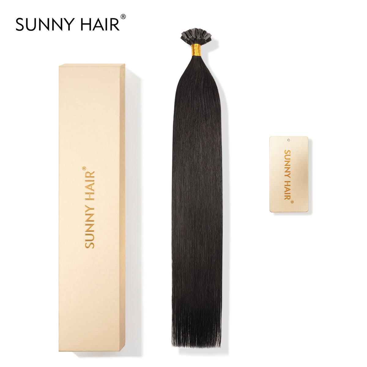 SUNNY HAIR  K Tip Hair Extensions Real Human Hair NC# Natural Black 12-22 Inch 30g-50g 50 strands pre-bonded keratin tips thicker hair long straight styles salon clients