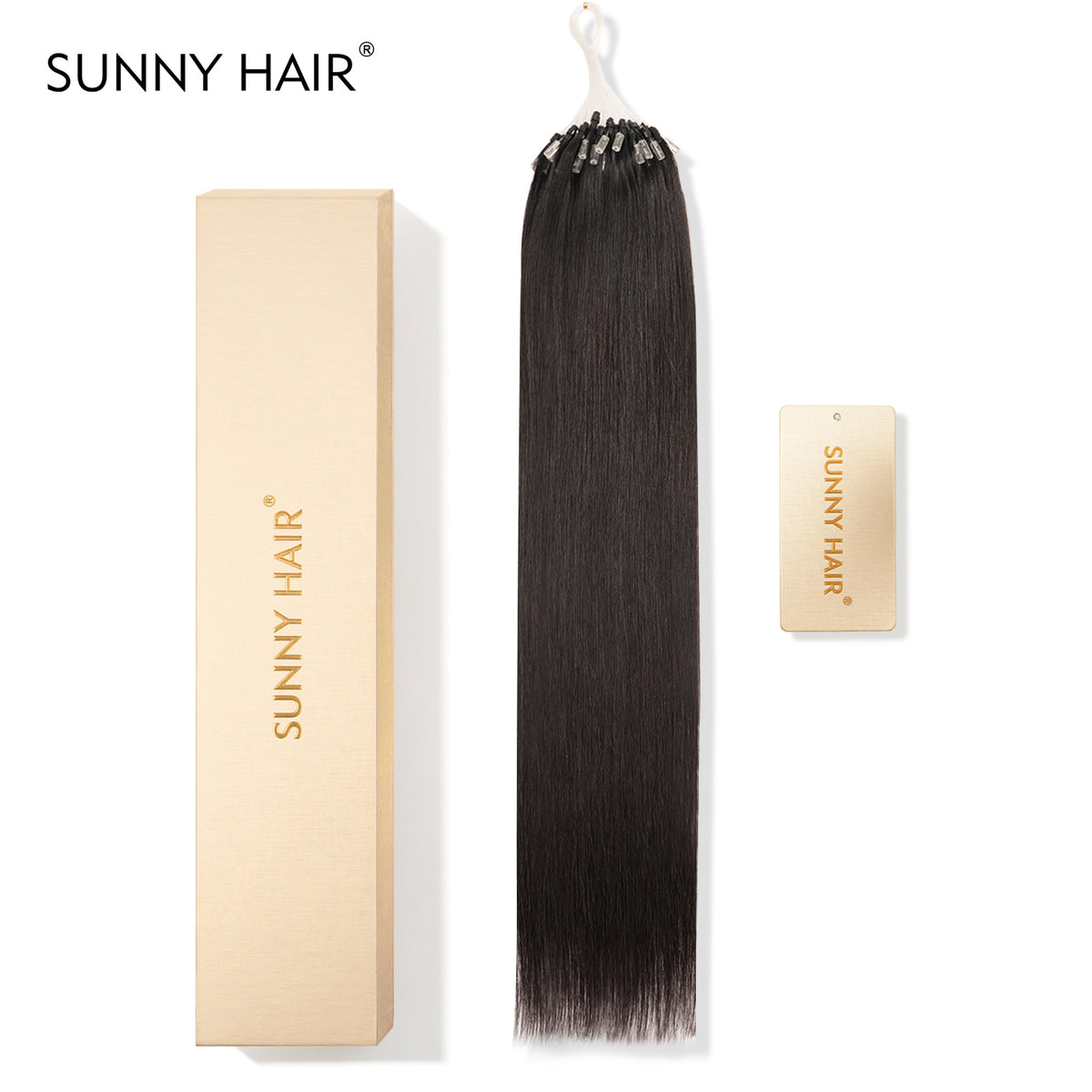 SUNNY HAIR Microlink Hair Extensions Human Hair, NC# -Natural Black, 12-22 Inch Micro Bead Hair, Provides Natural Fullness  for Women Seeking Elegant Styles