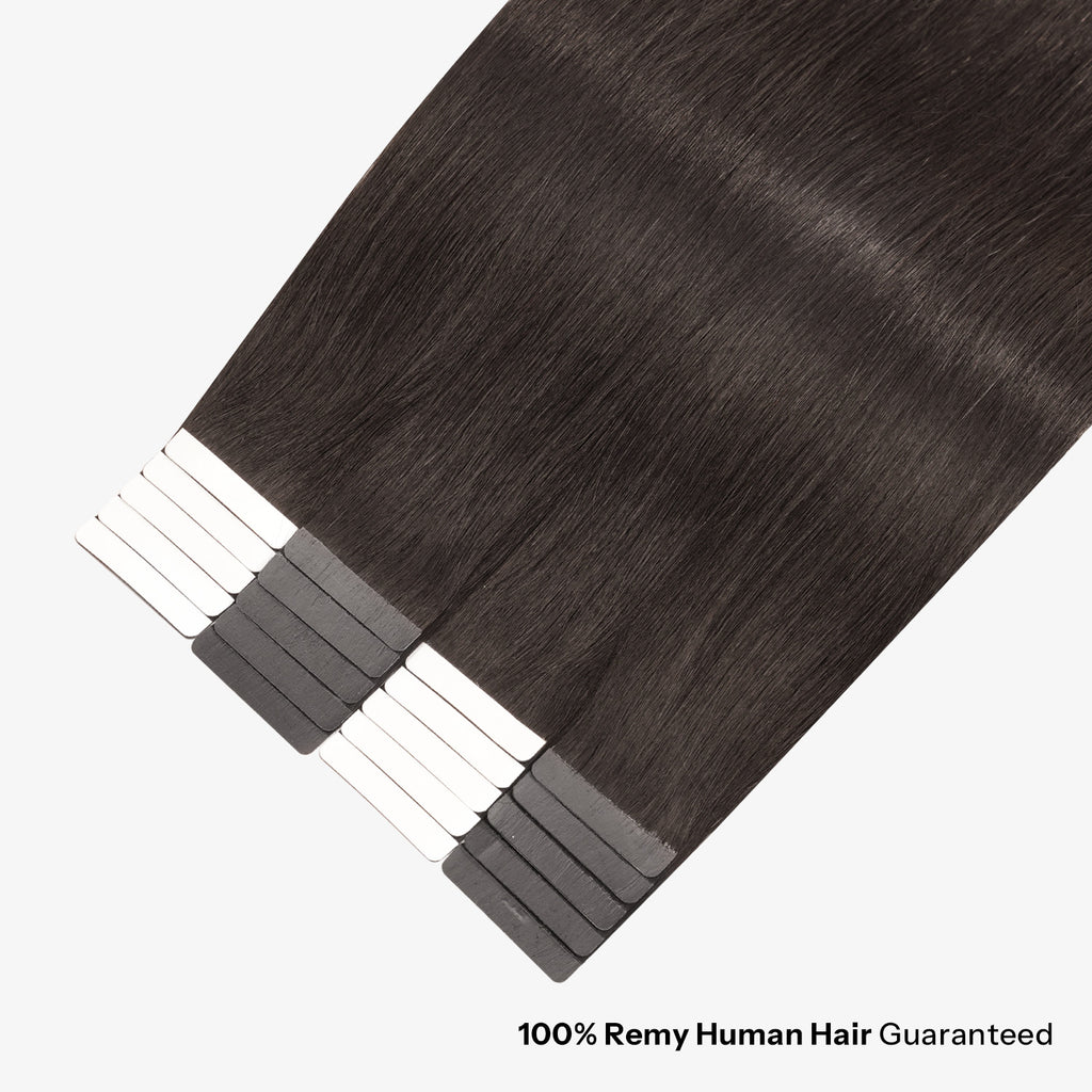 SUNNY HAIR  Tape in Hair Extensions Human Hair, NC#-Natural Black, 20inch 50g 20pcs, Skin Weft Seamless Invisible, Silky Straight with Thick Ends, Remy Human Hair
