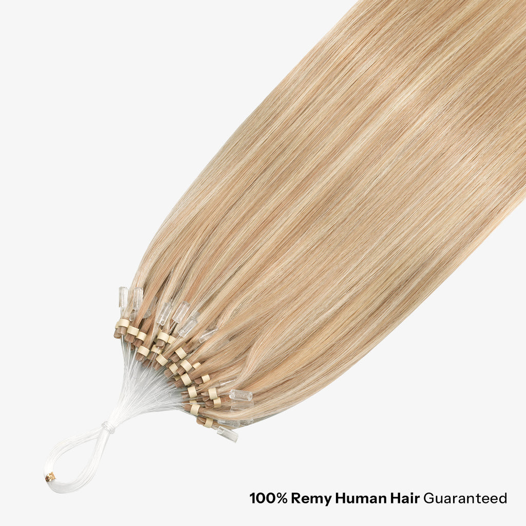 SUNNY HAIR Microlink Hair Extensions Human Hair P18/22# Dirty Blonde Highlighted Bleach Blonde  12-22 Inch Micro Bead Hair Provides Natural Fullness for Women Seeking Elegant Styles