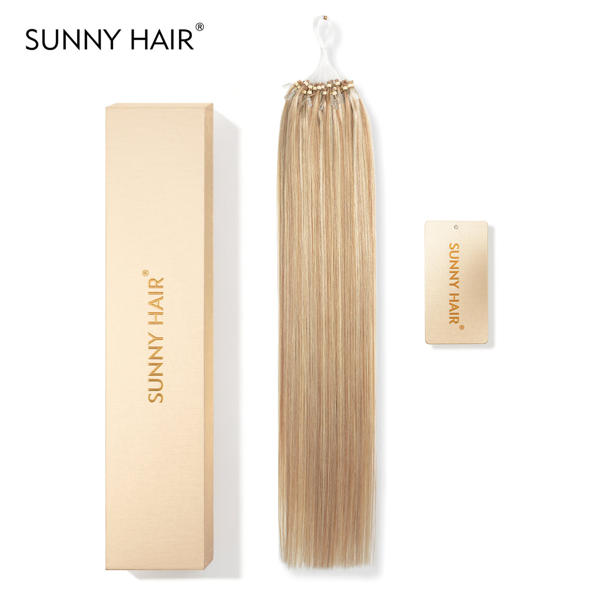SUNNY HAIR Microlink Hair Extensions Human Hair P18/613# Ash Blonde Mixed Platinum Blonde Highlight 12-22 Inch Micro Bead Hair Provides Natural Fullness for Women Seeking Elegant Styles