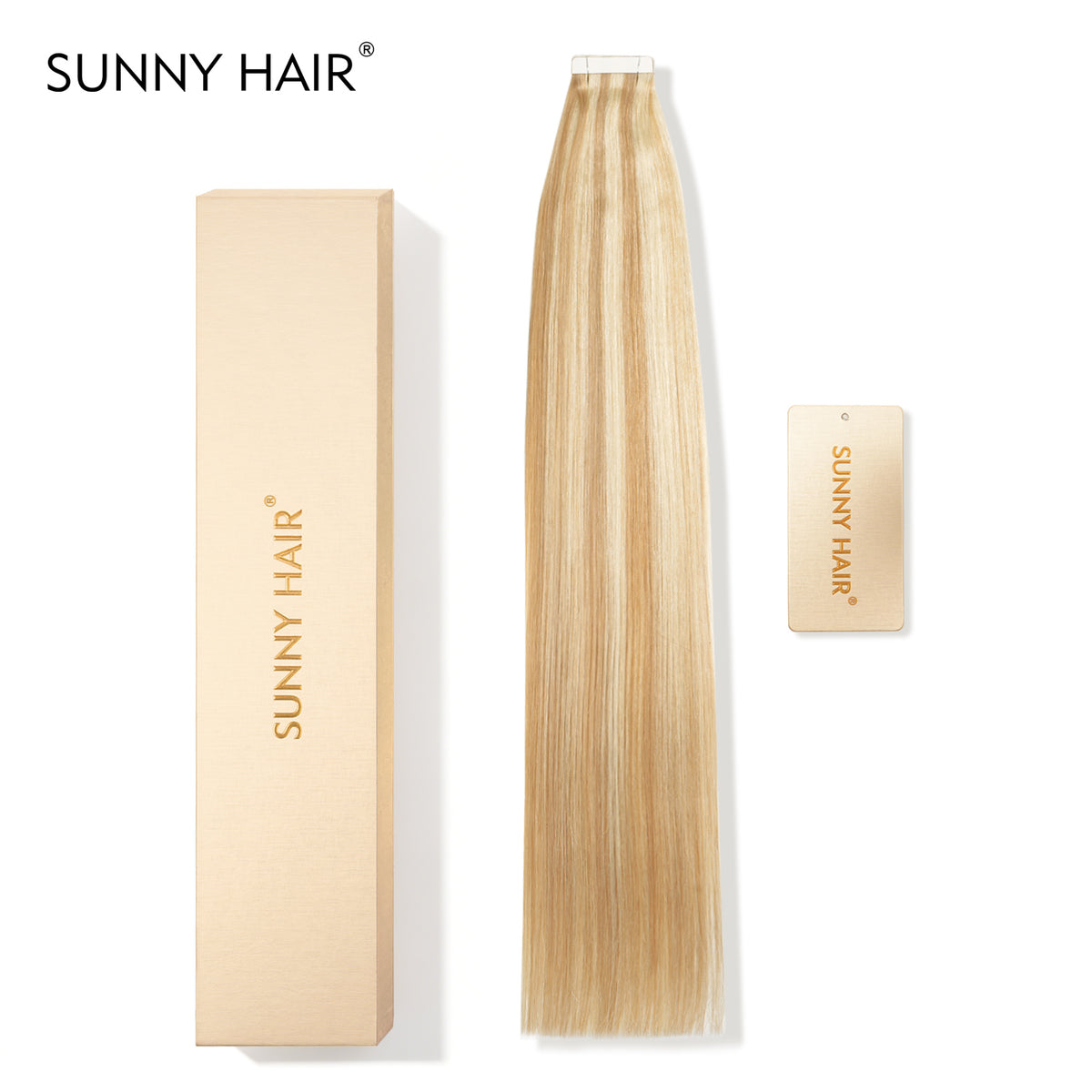 SUNNY HAIR  Tape in Hair Extensions Human Hair, P27/613# Highlighted LightBlonde Highlighted Blonde ,  50g 20pcs, Skin Weft Seamless Invisible, Silky Straight with Thick Ends, Remy Human Hair
