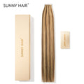 SUNNY HAIR  Tape in Hair Extensions Human Hair, P4/27# Middle Brown And Blonde, 20inch 50g 20pcs, Skin Weft Seamless Invisible, Silky Straight with Thick Ends, Remy Human Hair