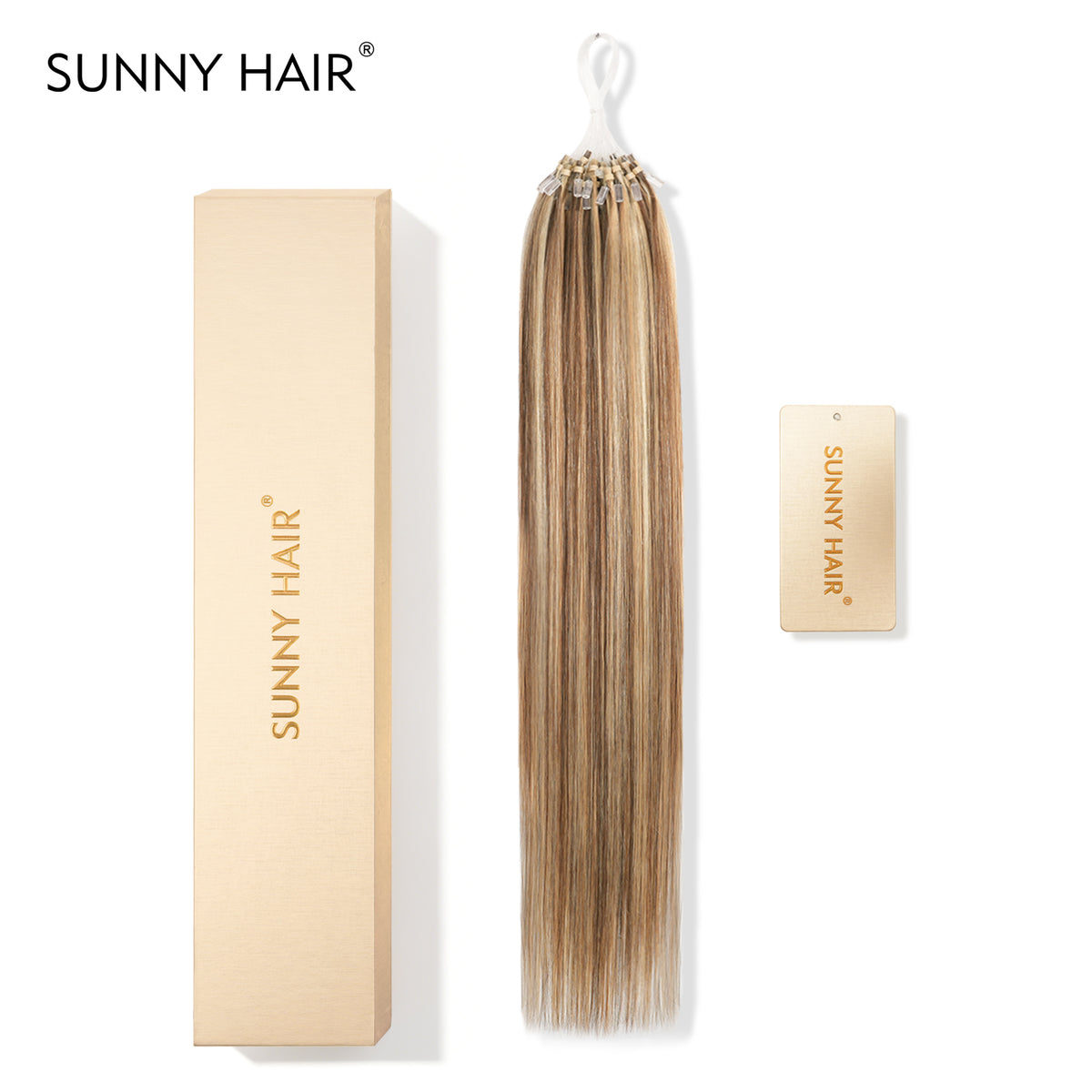 SUNNY HAIR Microlink Hair Extensions Human Hair P4/27/613# Middle Brown Highlighted Blonde  12-22 Inch Micro Bead Hair Provides Natural Fullness for Women Seeking Elegant Styles