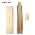 SUNNY HAIR  Tape in Hair Extensions Human Hair, P6/613# LightBrown Highlighted Light Blonde, 20inch 50g 20pcs, Skin Weft Seamless Invisible, Silky Straight with Thick Ends, Remy Human Hair