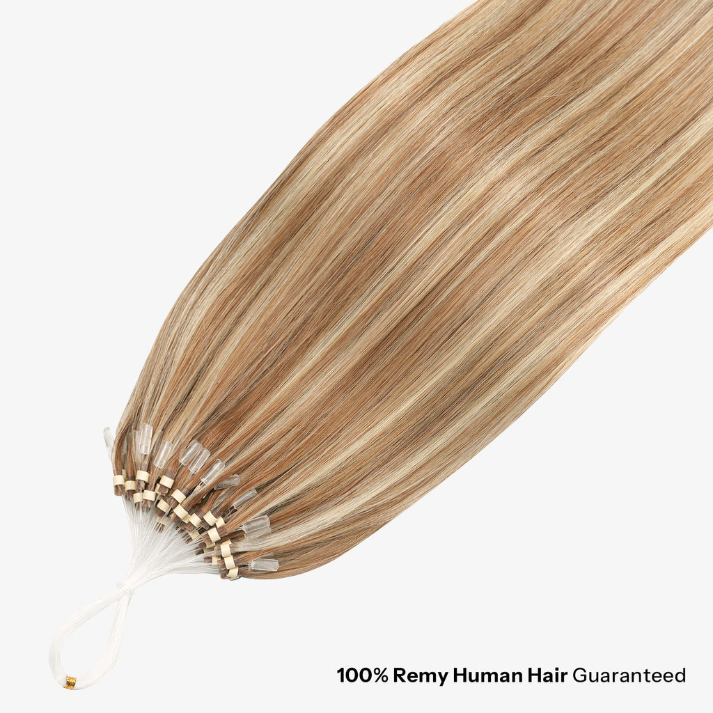 SUNNY HAIR Microlink Hair Extensions Human Hair P6/613# Light Brown Highlighted Light Blonde  12-22 Inch Micro Bead Hair Provides Natural Fullness for Women Seeking Elegant Styles