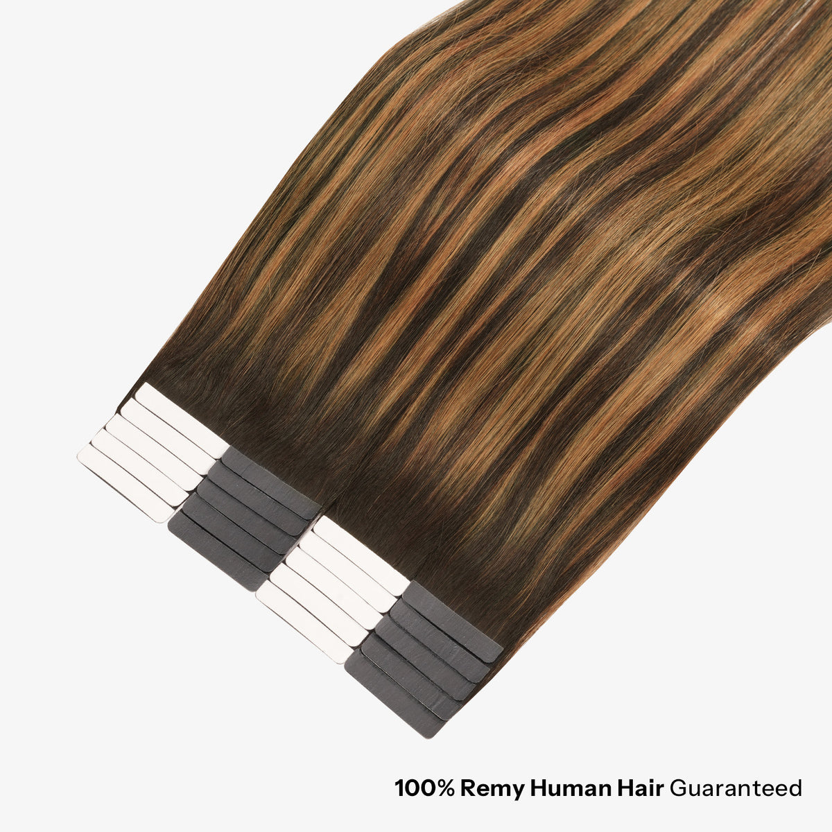 SUNNY HAIR  Tape in Hair Extensions Human Hair, T2-P2/6# Balayage Dark Brown Mixed Chestnut Brown  ,  50g 20pcs, Skin Weft Seamless Invisible, Silky Straight with Thick Ends, Remy Human Hair